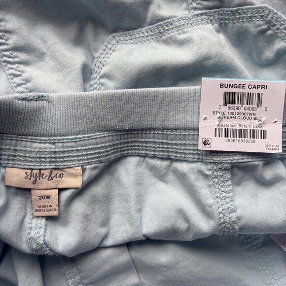 Style & Co Women's Size Plus Size Light Blue Bungee-Hem Capri Pants … - Picture 5 of 5